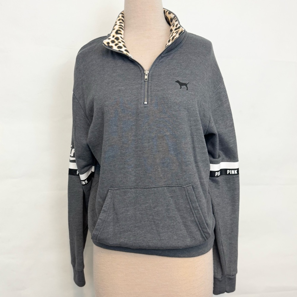 Victoria’s Secret PINK leopard cheetah quarter zip sweater